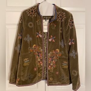 Zara velvet jacket, corded sleeves with front pockets